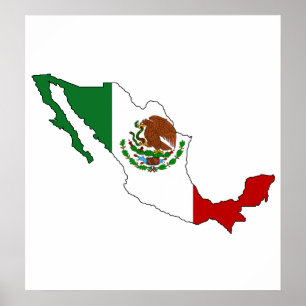 Mexico Flag Map full size Poster