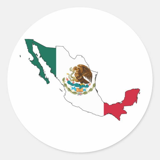 mexico flag map. la Bandera Nacional Classic Round Sticker (Front)