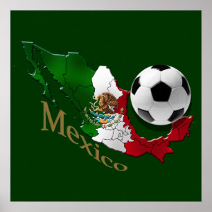 Mexico Flag Map Soccer fans Futbol gifts Poster