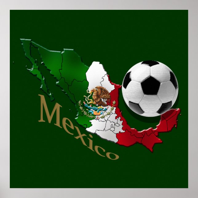 Mexico Flag Map Soccer fans Futbol gifts Poster (Front)