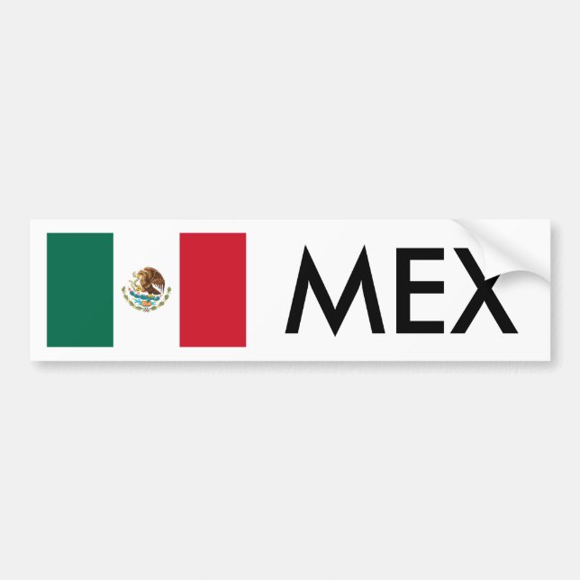 Mexico Flag & MEX Bumper Sticker (Front)