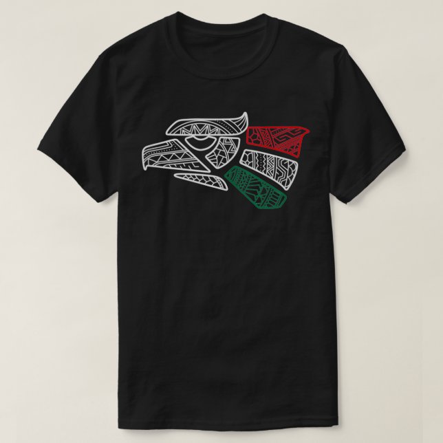 Mexico Flag Mexican Eagle Aztec Style Hecho En Mex T-Shirt (Design Front)