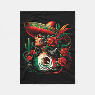 Mexico Flag Mexican Hispanic Siesta Pride Viva Fleece Blanket