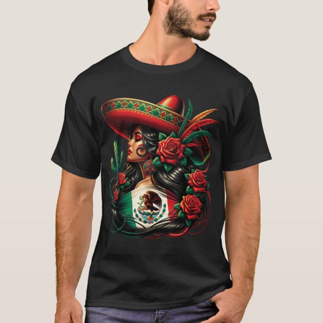 Mexico Flag Mexican Hispanic Siesta Pride Viva  T-Shirt (Front)