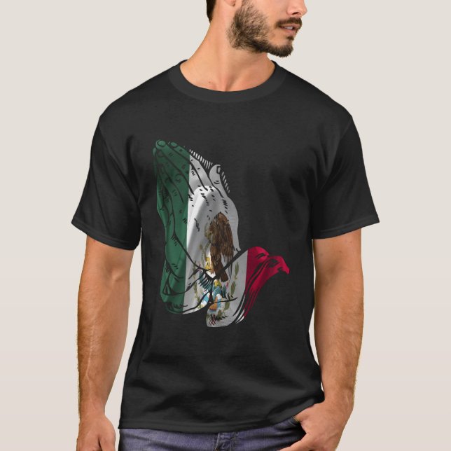 Mexico Flag Praying Hands T-Shirt (Front)