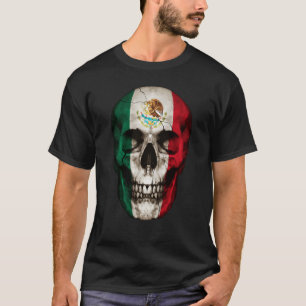 Mexico Flag Skull Mexican Roots Proud Patriotic T-Shirt