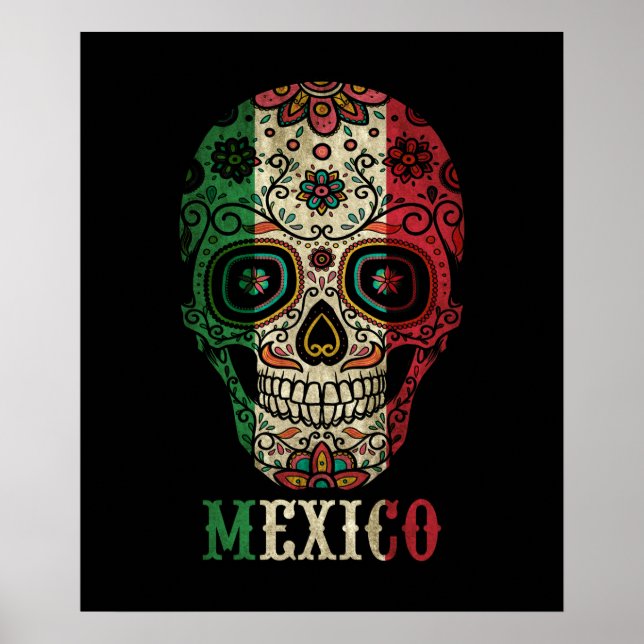 Mexico Flag Skull Poster (Front)