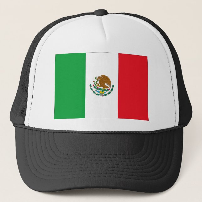 Mexico Flag T-Shirt Mexican Flag Trucker Hat (Front)