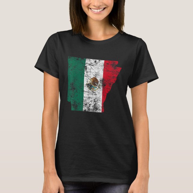 Mexico Flag Vintage Arkansas State Shape T-Shirt (Front)