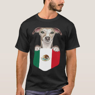Mexico Flag Whippet Dog In Pocket T-Shirt