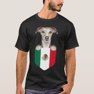 Mexico Flag Whippet Dog In Pocket T-Shirt