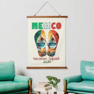 Mexico Flip Flop Vacation Tropical Getaway Design Hanging Tapestry