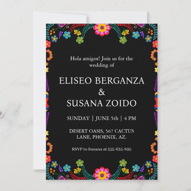 mexico floral mexican wedding invitations (Front)