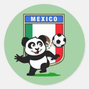 Mexico Football Panda Classic Round Sticker