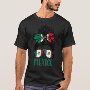Mexico Girl Messy Hair Bun Mexicans Girl Fan's Soc T-Shirt