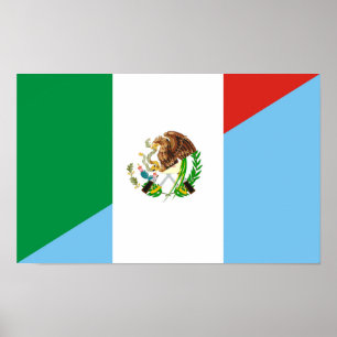 mexico guatemala half flag country symbol poster