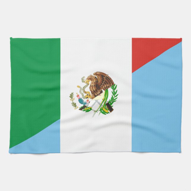 mexico guatemala half flag country symbol tea towel (Horizontal)