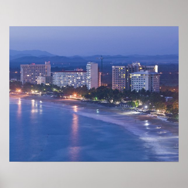 Mexico, Guerrero, Ixtapa. Ixtapa Hotels along Poster (Front)
