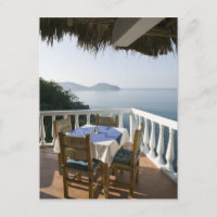 Mexico, Guerrero, Zihuatanejo. Cafe Table over