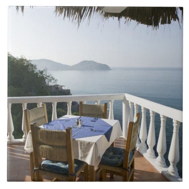Mexico, Guerrero, Zihuatanejo. Cafe Table over Tile (Front)