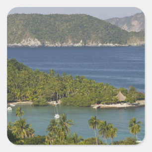 Mexico, Guerrero, Zihuatanejo. Playa Las Gatas- Square Sticker