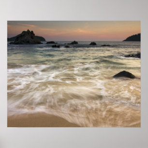 Mexico, Guerrero, Zihuatanejo.  Surf along a Poster