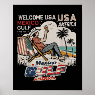 Mexico Gulf America Usa American Flag America Retr Poster