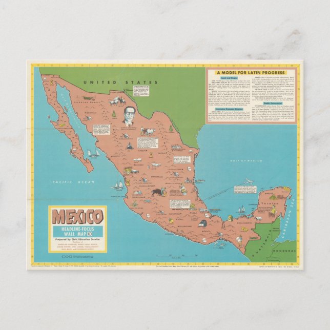 Mexico - Headline-Focus Wall Map Postcard (Front)
