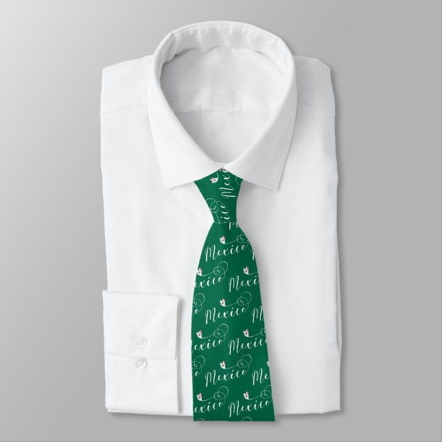 Mexico Heart Flag, I Love Mexico Tie (Tied)