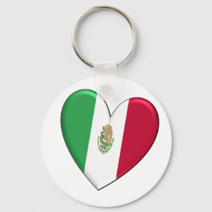 Mexico Heart Flag Keychain