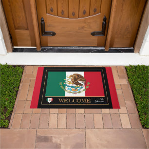 Mexico house mat, Mexican Flag sports red/ Welcome Doormat