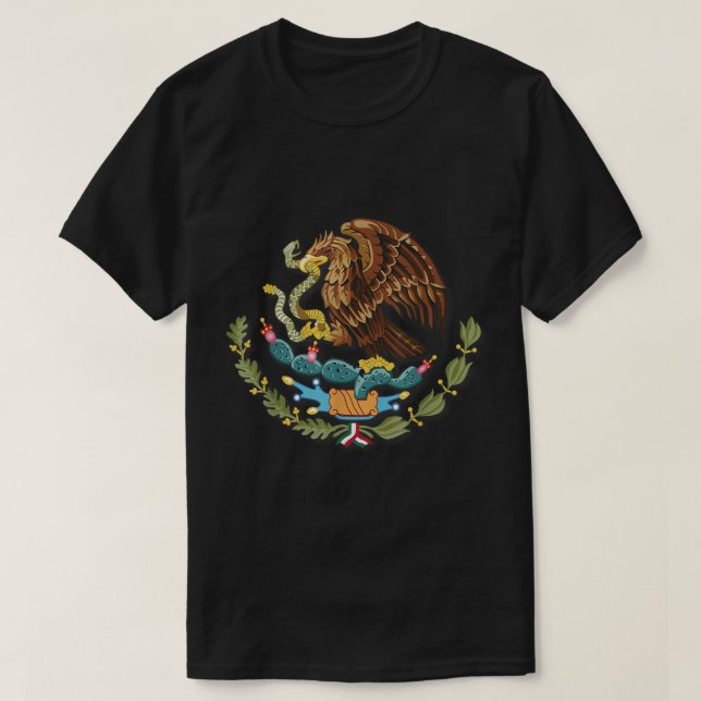 Mexico Independence Eagle Snake Design Cartoon Mex T-Shirt (Design Front)