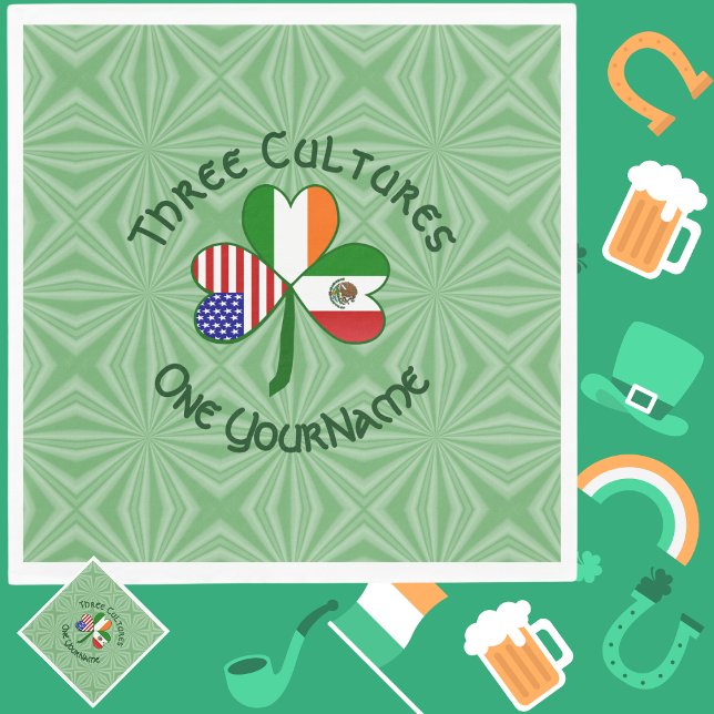 Mexico Ireland USA Shamrock Flag Napkin (Creator Uploaded)