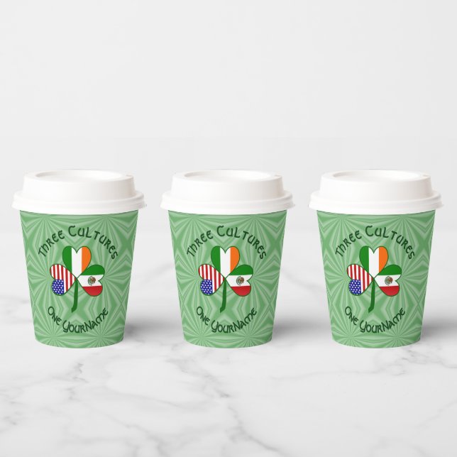 Mexico Ireland USA Shamrock Personalized Text Paper Cups (Multi)