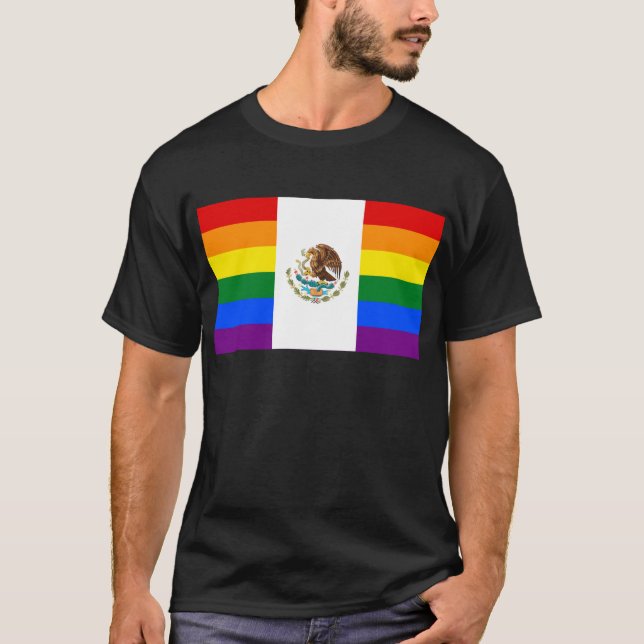 Mexico LGBT Gay Pride Rainbow Flag T-Shirt (Front)