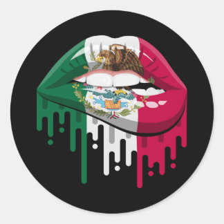 Mexico lips pride root flag classic round sticker