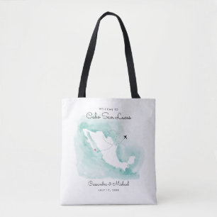 Mexico Map   Cabo   Destination Wedding Welcome Tote Bag