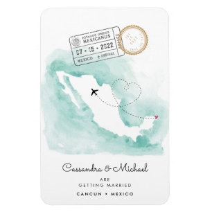 Mexico Map Cancun Destination Wedding Magnet