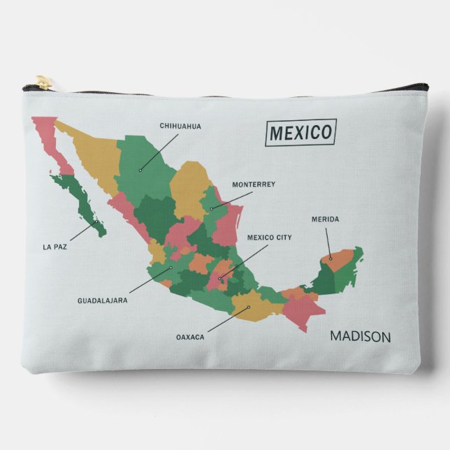 Mexico Map custom name Accessory Pouch (Front)