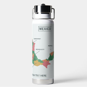 Mexico Map custom text Water Bottle