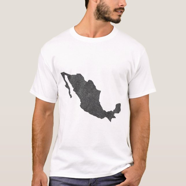 Mexico Map Design With Hidden Borders T-Shirt (Front)