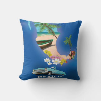Mexico Map Illustration travel poster. Cushion