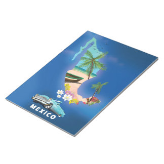 Mexico Map Illustration travel poster. Notepad
