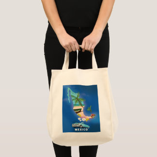 Mexico Map Illustration travel poster. Tote Bag