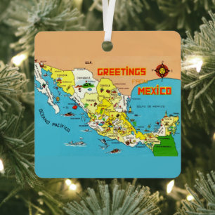 Mexico Map Metal Tree Decoration