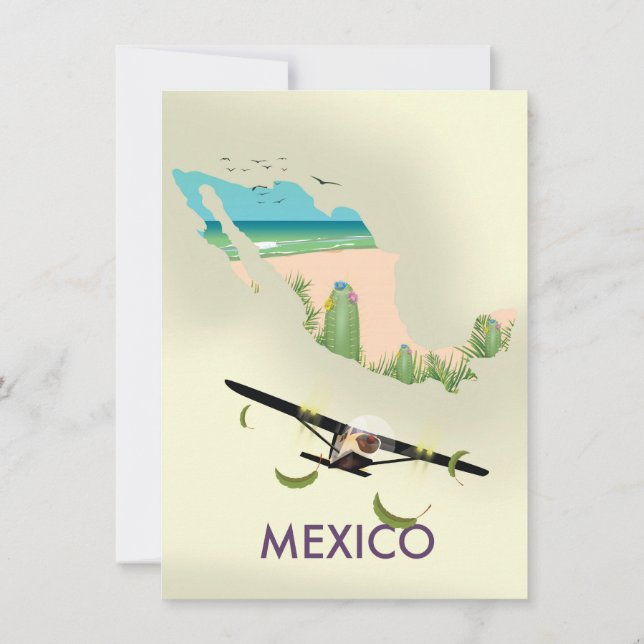 Mexico Map Travel poster Invitation (Back)
