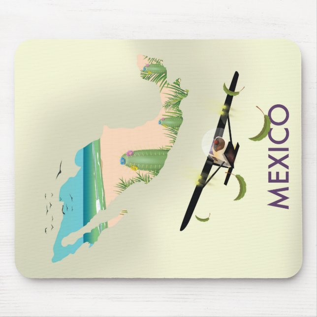 Mexico Map Travel poster Mouse Mat (Front)