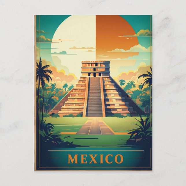 Mexico mayan pyramid vacation holiday postcard (Front)
