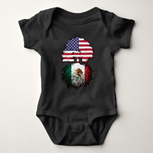 Mexico Mexican American USA Tree Roots Flag Baby Bodysuit