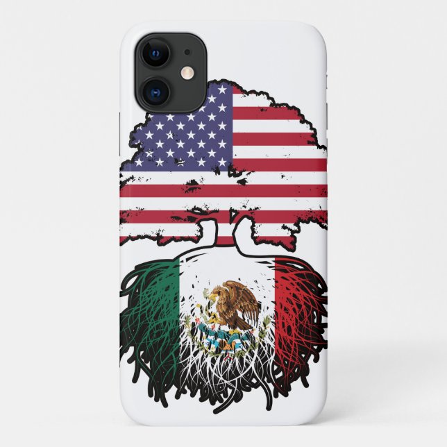 Mexico Mexican American USA Tree Roots Flag Case-Mate iPhone Case (Back)